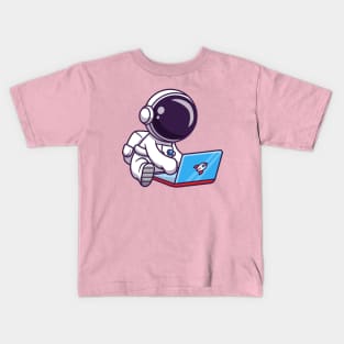 Cute Astronaut Playing Laptop Kids T-Shirt